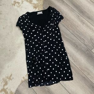 Urban outfitters black white polka dot button down dress